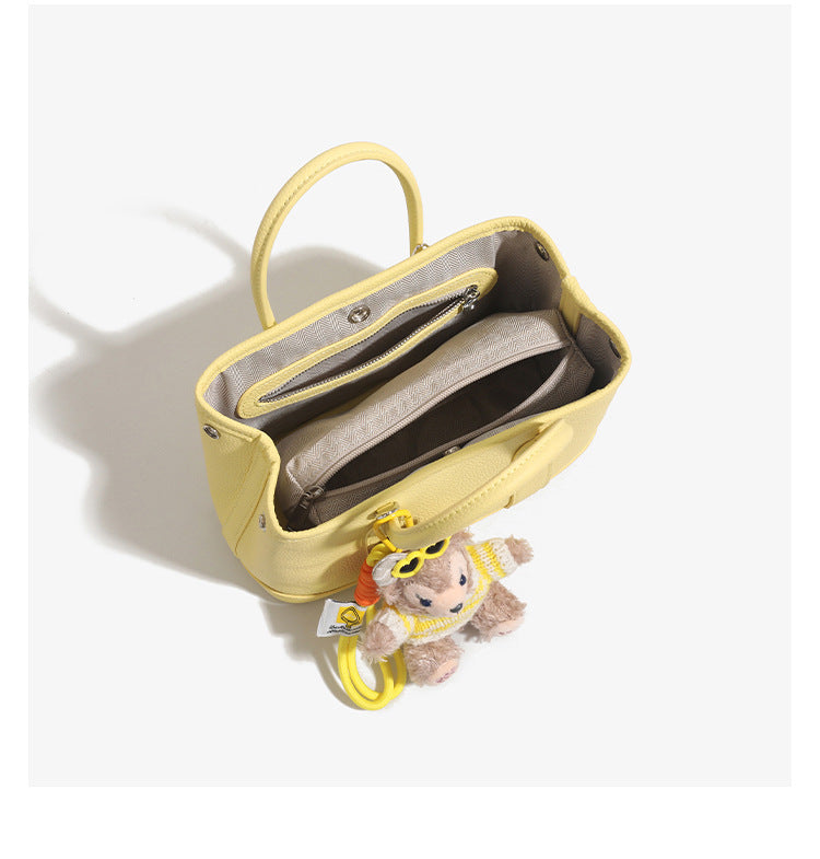 Mini Tote Bag with Plush Charm | Cute Daily Handbag | 6 Colors