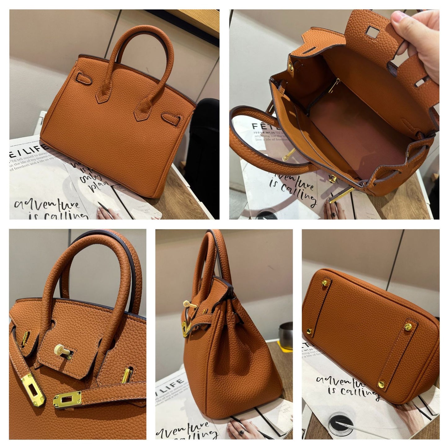 Women's High-Grade Bag2025New Summer Kelly Bag Large Capacity Women's Bag Shoulder Crossbody Handbag Birkin Bag