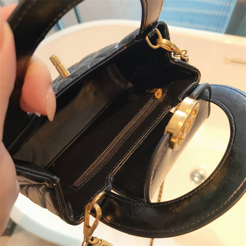 Mini Genuine Leather Quilted Top Handle Bag – 6 Colors | Handheld & Crossbody | Greenyuna