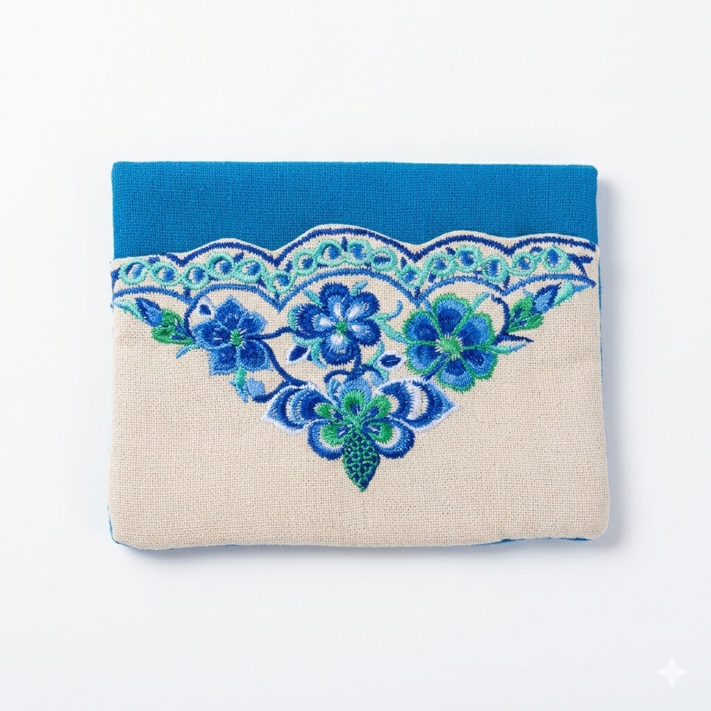 Floral Embroidered Linen Tissue Holder