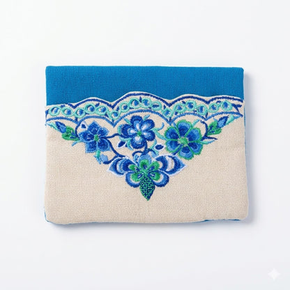 Floral Embroidered Linen Tissue Holder