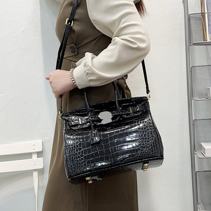 H Series 30×16×22 cm Croc-Texture Structured Tote Bag | Premium PU | Factory Direct