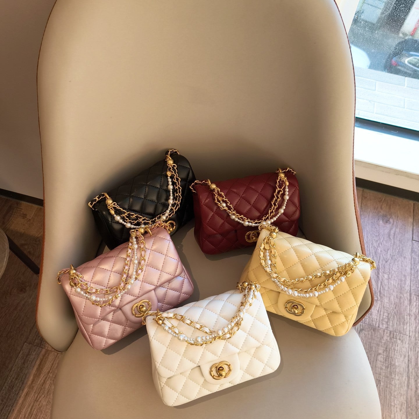 Mini Genuine Leather Quilted Flap Bag – Double Chain Strap | 5 Colors | MOQ 2 | Greenyuna