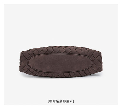 D Series Soft Woven PU Shoulder Bag – 30cm Daily Tote with Drawstring Design