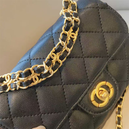 C Series · Genuine Leather Quilted Mini Chain Shoulder Flap Bag – 6 Colors | Greenyuna