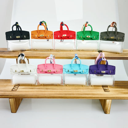 Mini PU Bag with Clear PVC Case | Colorful Handbag Ornament & Gift Display