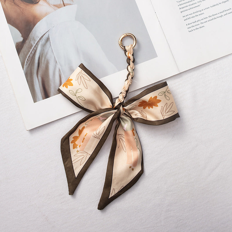 Silk Scarf Bag Charm – Twilly Ribbon Purse Accessory | Greenyuna