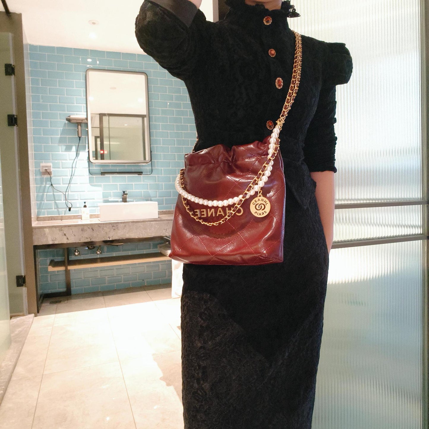 Pearl Chain Soft Quilted Hobo Bag – Shoulder & Crossbody | 5 Colors | Greenyuna