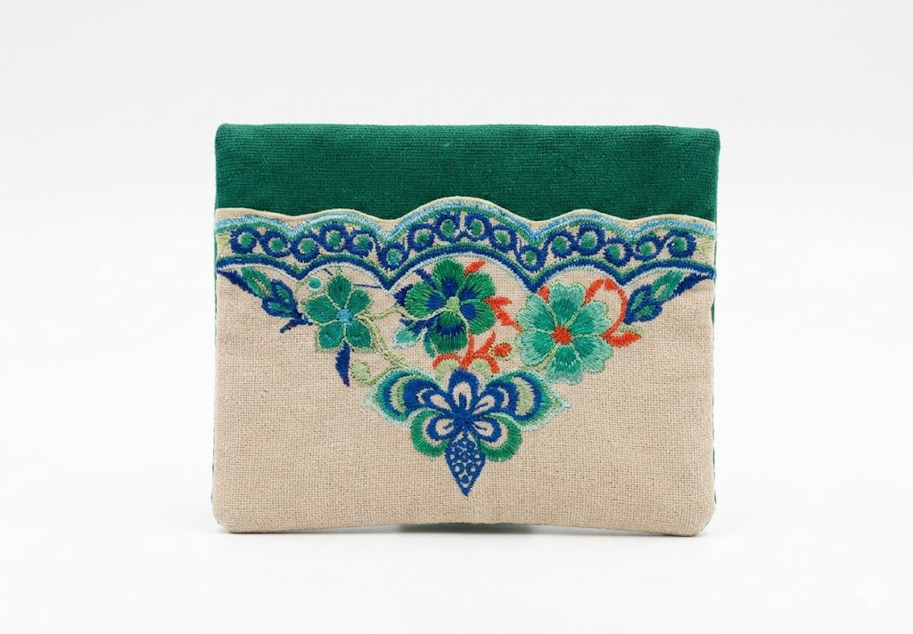 Floral Embroidered Linen Tissue Holder