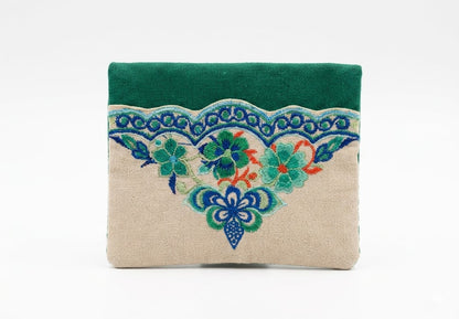 Floral Embroidered Linen Tissue Holder