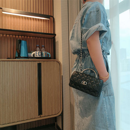 C Series · Genuine Leather Quilted Top Handle Chain Flap Bag – 5 Colors | Handheld & Crossbody | Greenyuna