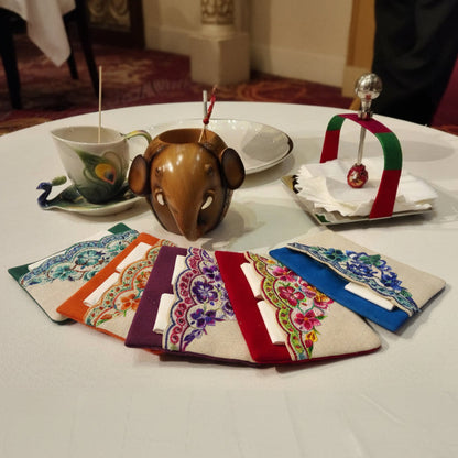 Floral Embroidered Linen Tissue Holder
