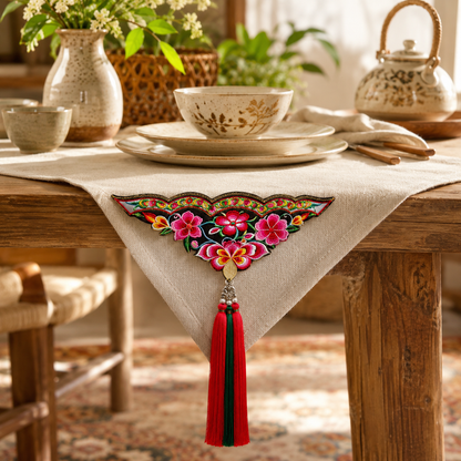 Handmade Embroidered Hanging Ornament with Tassels