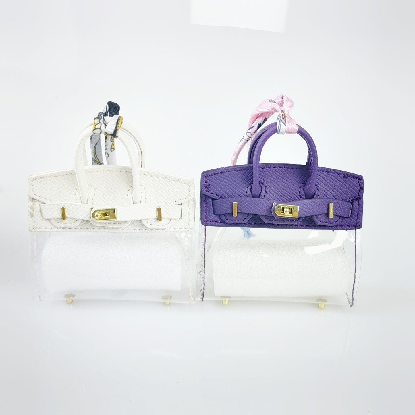 Mini PU Bag with Clear PVC Case | Colorful Handbag Ornament & Gift Display