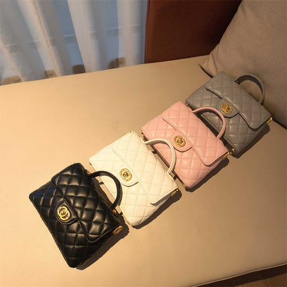 C Series · Genuine Leather Quilted Mini Top Handle Bag – Crossbody & Shoulder | 4 Colors | Greenyuna