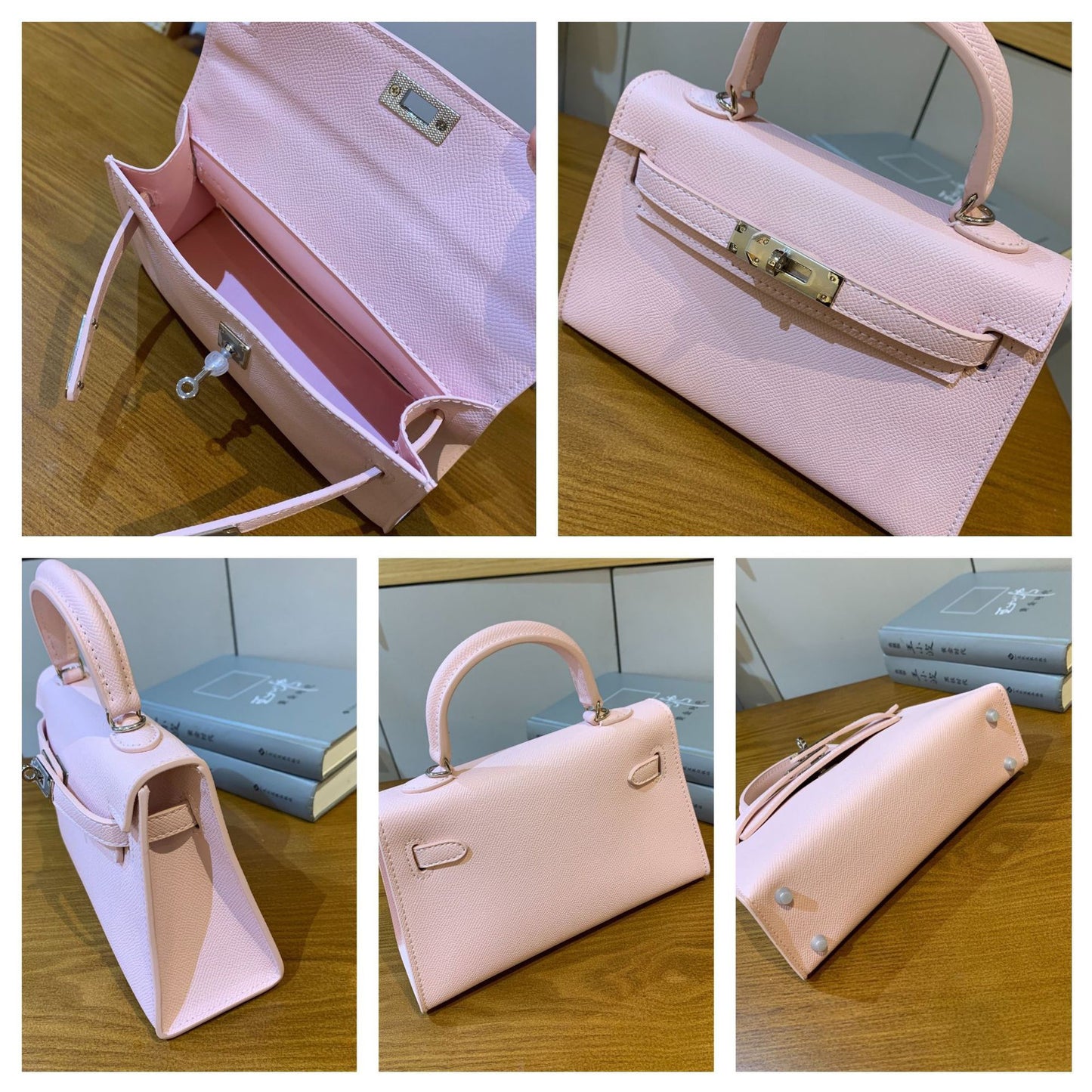 Elegant Structured Bag Collection | H Series Handbags Wholesale | 19cm silver PU leather GREEN Factory