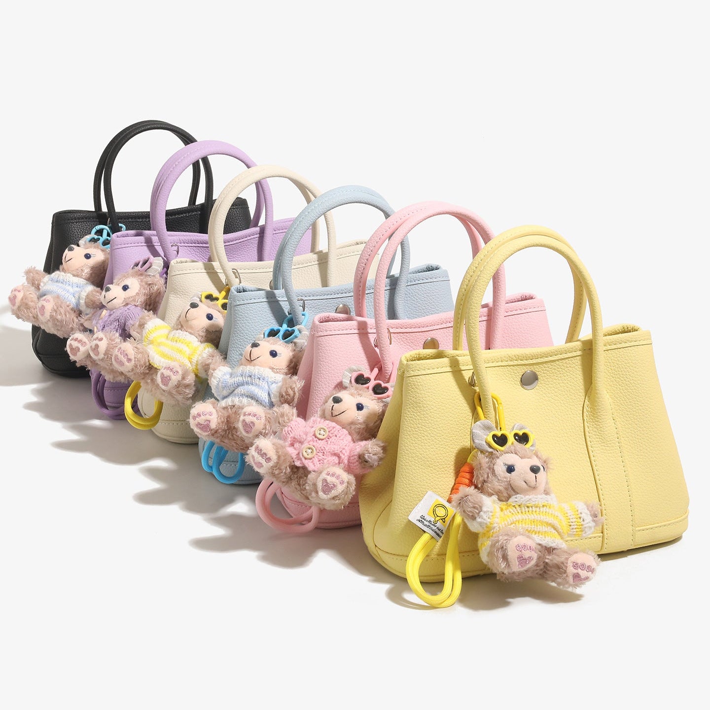Mini Tote Bag with Plush Charm | Cute Daily Handbag | 6 Colors