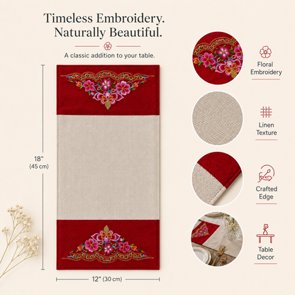 Handmade Embroidered Linen Placemat Set of 2