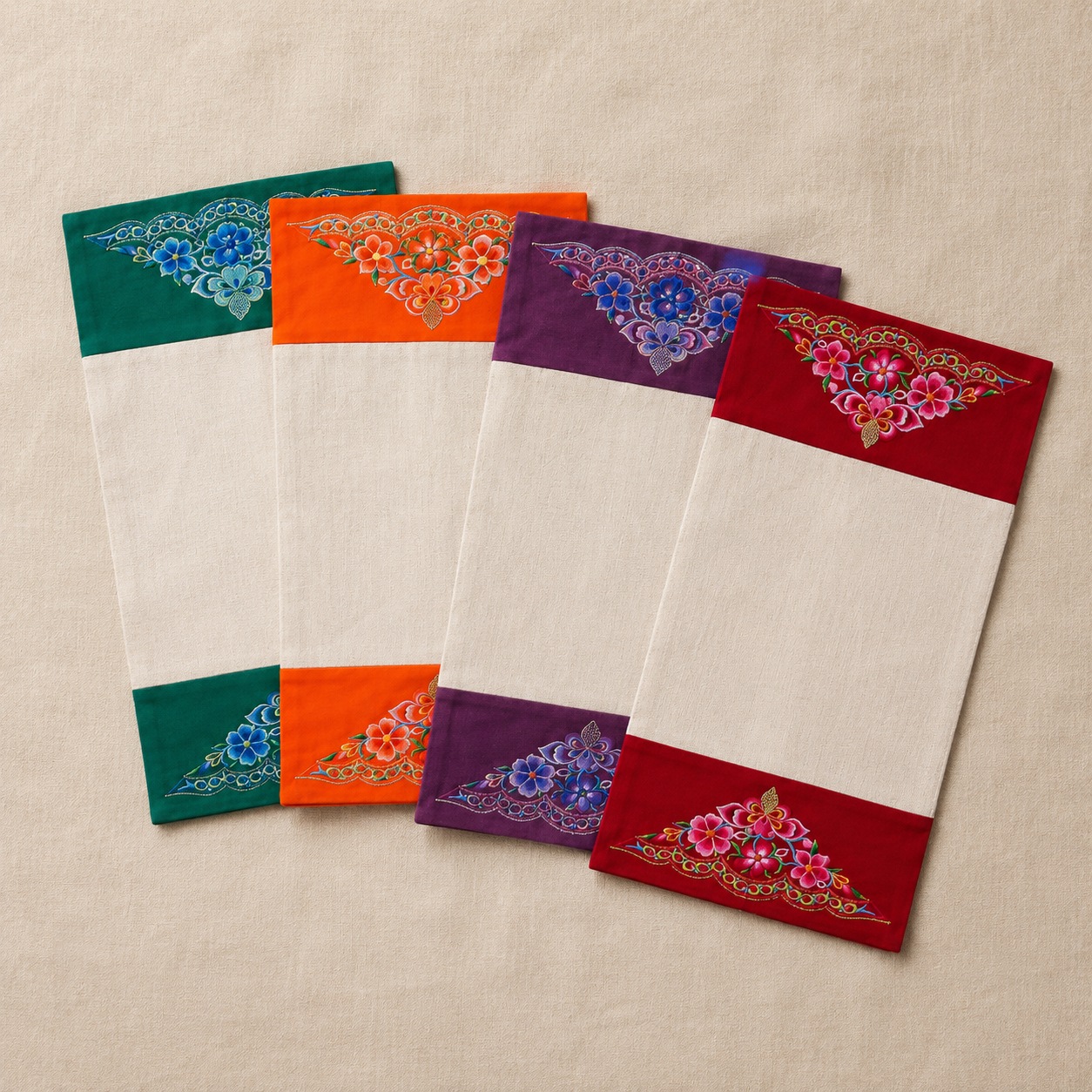 Handmade Embroidered Linen Placemat Set of 2