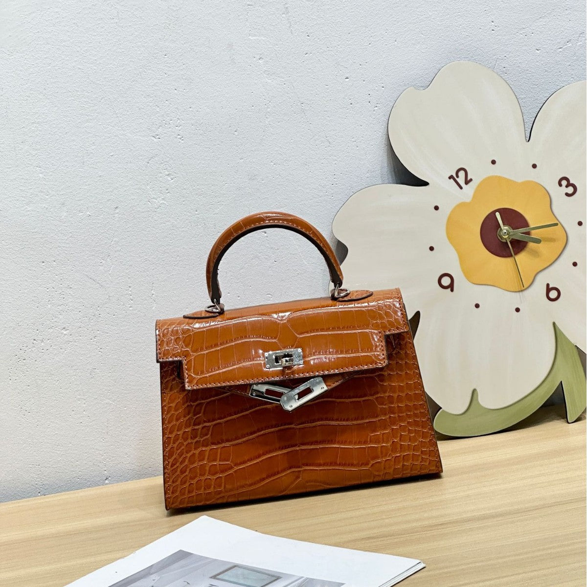 H Series Croc-Embossed Top-Handle Bag | 22cm | Factory Direct Wholesale