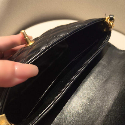 C Series · Genuine Leather Quilted Mini Top Handle Bag – Crossbody & Shoulder | 4 Colors | Greenyuna