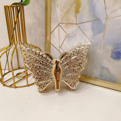 Butterfly Rhinestone Evening Clutch Bag – Sparkly Crystal Mini Crossbody