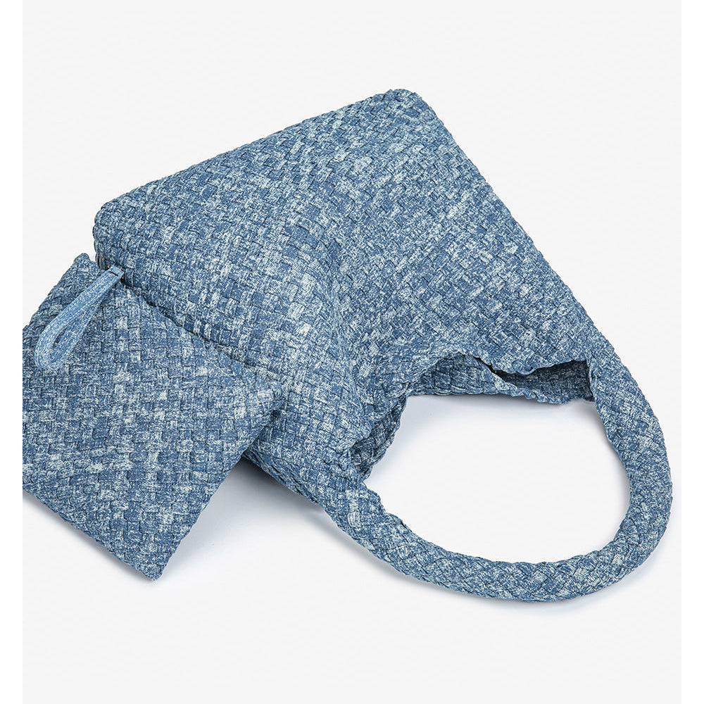 D Series Handmade Woven PU Shoulder Bag Set | Soft Lightweight Tote & Hobo Bag