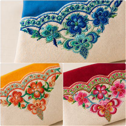 Floral Embroidered Linen Tissue Holder