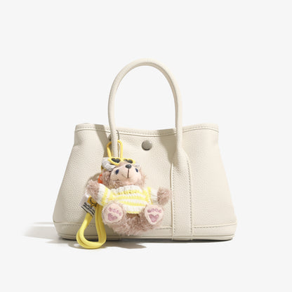 Mini Tote Bag with Plush Charm | Cute Daily Handbag | 6 Colors