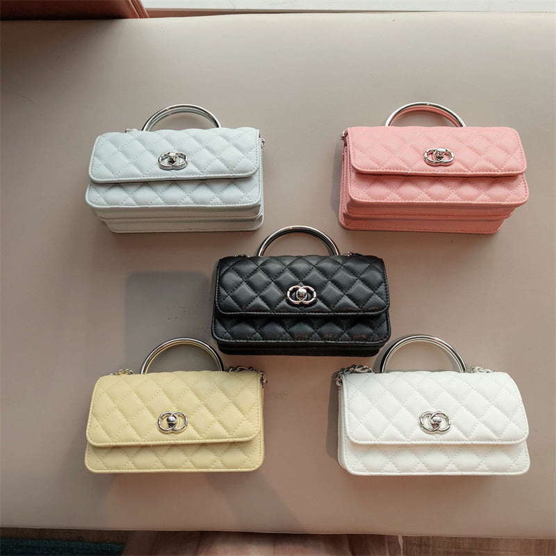 C Series · Genuine Leather Quilted Top Handle Chain Flap Bag – 5 Colors | Handheld & Crossbody | Greenyuna