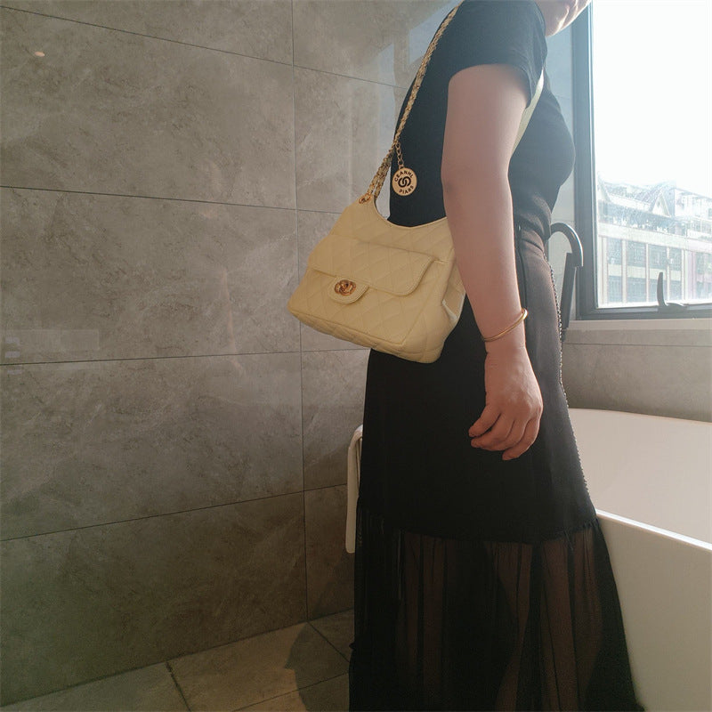 C Series · Genuine Leather Quilted Chain Shoulder Tote Bag – 5 Colors | Soft Hobo Style | Greenyuna