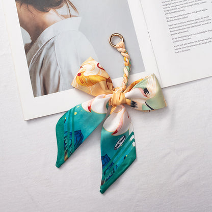 Silk Scarf Bag Charm – Twilly Ribbon Purse Accessory | Greenyuna