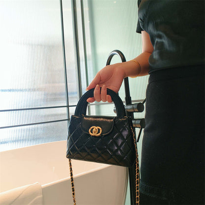 Mini Genuine Leather Quilted Top Handle Bag – 6 Colors | Handheld & Crossbody | Greenyuna