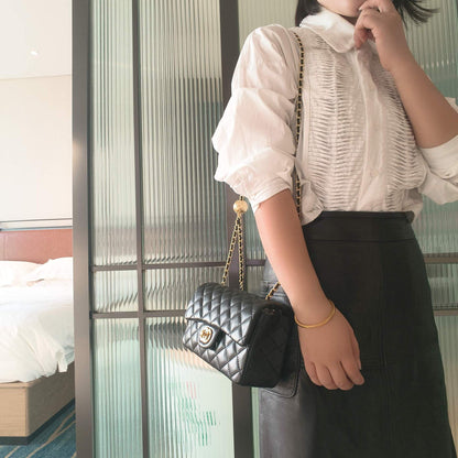 C Series · Mini Genuine Leather Quilted Chain Crossbody Bag – 7 Colors | Classic Small Flap | Greenyuna