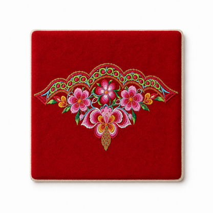 Handmade Embroidered Linen Coaster Set of 4