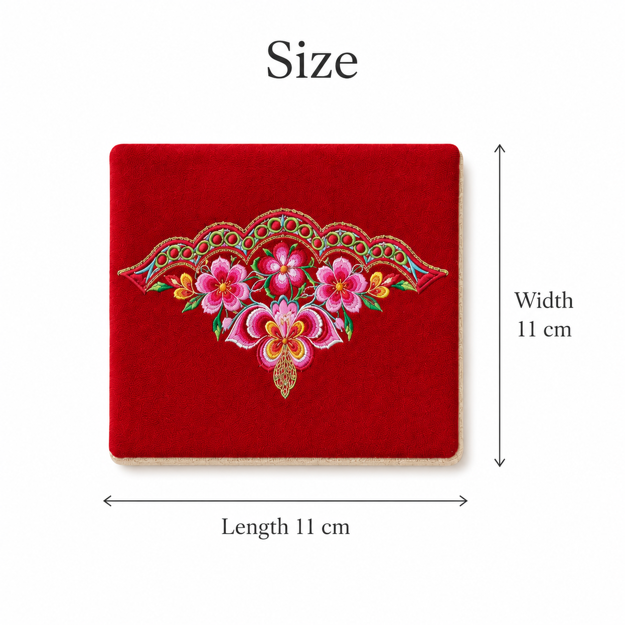 Handmade Embroidered Linen Coaster Set of 4