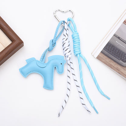 PU Horse Tassel Bag Charm Set | Cute Pendant with Braided Rope