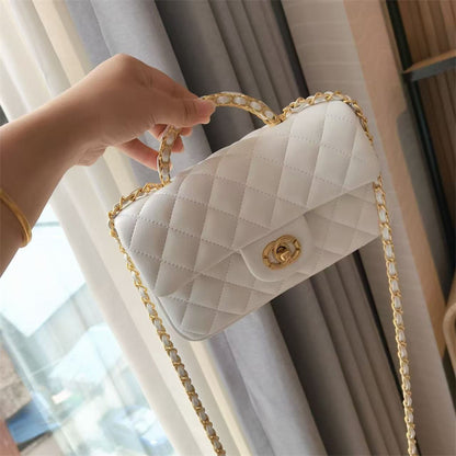 #1158 Mini Genuine Leather Quilted Flap Chain Bag – 6 Colors | Crossbody & Shoulder | Greenyuna