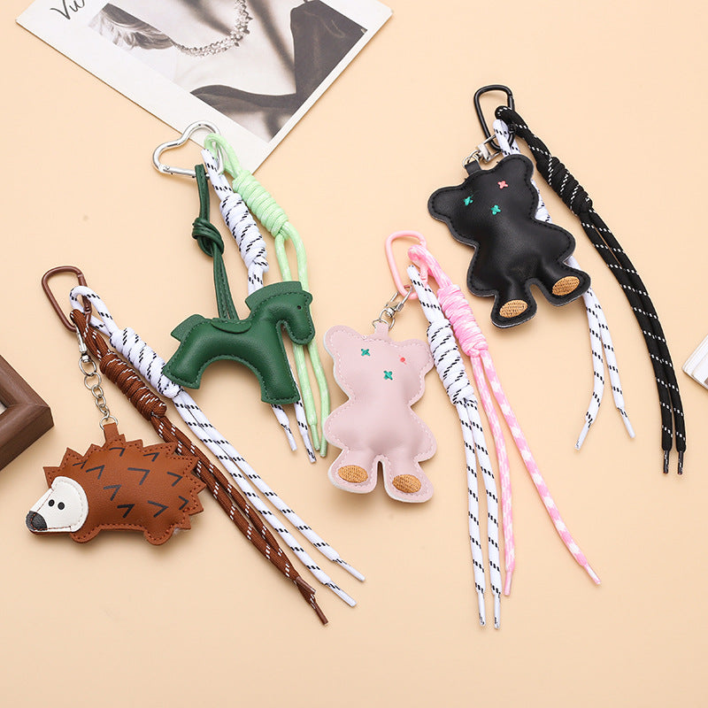 PU Horse Tassel Bag Charm Set | Cute Pendant with Braided Rope