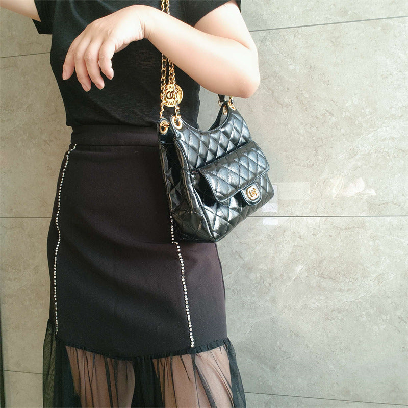 C Series · Genuine Leather Quilted Soft Chain Tote Bag – 5 Colors | Hobo Shoulder Style | Greenyuna