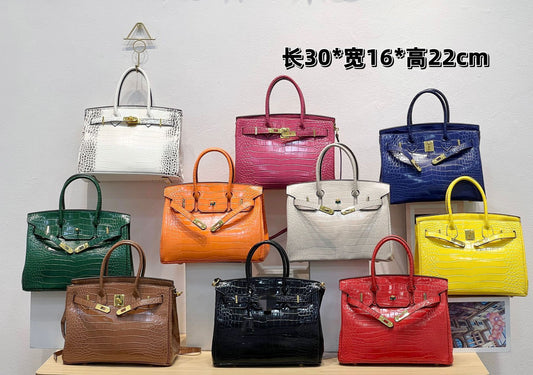 H Series 30×16×22 cm Croc-Texture Structured Tote Bag | Premium PU | Factory Direct