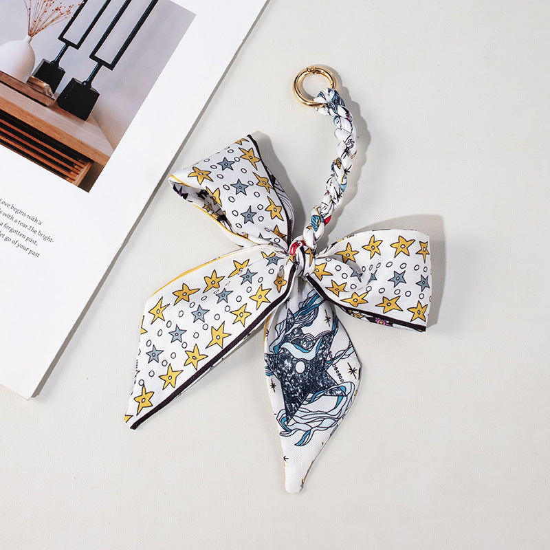 Silk Scarf Bag Charm – Twilly Ribbon Purse Accessory | Greenyuna