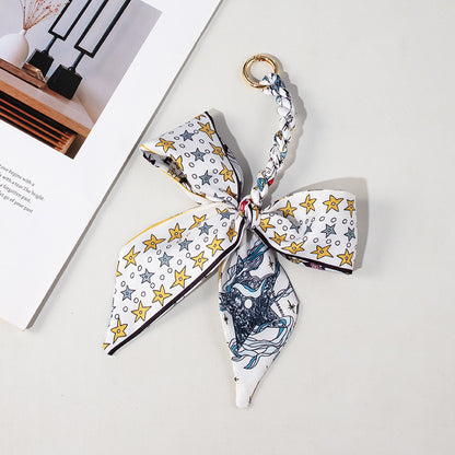 Silk Scarf Bag Charm – Twilly Ribbon Purse Accessory | Greenyuna