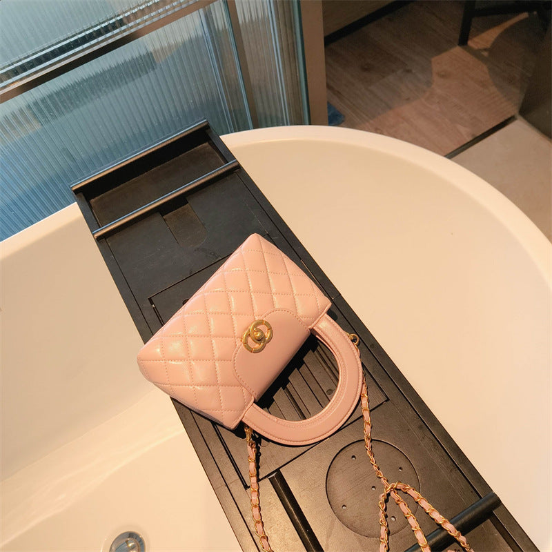 Mini Genuine Leather Quilted Top Handle Bag – 6 Colors | Handheld & Crossbody | Greenyuna