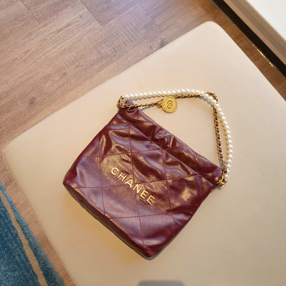 Pearl Chain Soft Quilted Hobo Bag – Shoulder & Crossbody | 5 Colors | Greenyuna