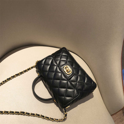 C Series · Genuine Leather Quilted Mini Top Handle Bag – Crossbody & Shoulder | 4 Colors | Greenyuna