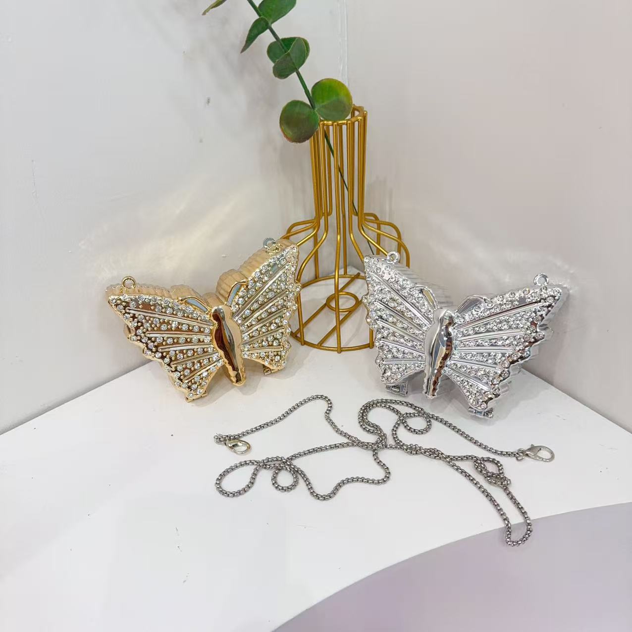 Butterfly Rhinestone Evening Clutch Bag – Sparkly Crystal Mini Crossbody