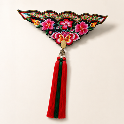Handmade Embroidered Hanging Ornament with Tassels