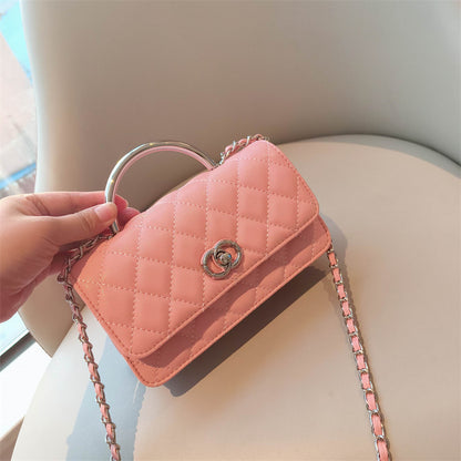 C Series · Genuine Leather Quilted Top Handle Chain Flap Bag – 5 Colors | Handheld & Crossbody | Greenyuna