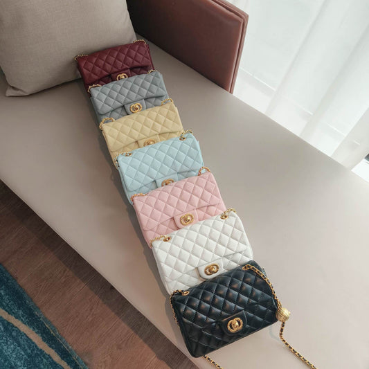 C Series · Mini Genuine Leather Quilted Chain Crossbody Bag – 7 Colors | Classic Small Flap | Greenyuna